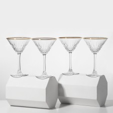 Set of glass glasses Elysia, 220 ml, 4 pcs, golden border