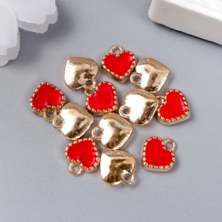 Decor for creativity metal, enamel "heart with a cantic" raspberry 1x1 cm-2