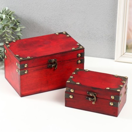 Casket wood chest "with corners" set 2 pcs 15x9x7.5 20x11.5x13 cm-5