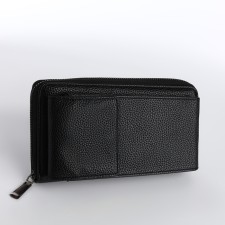 Men's purse-clate on a zipper, pocket for phone, black color