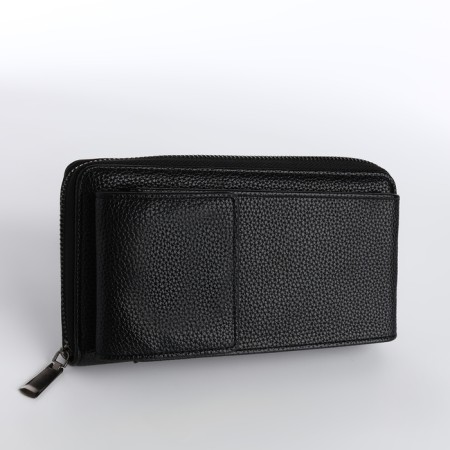 Men's purse-clate on a zipper, pocket for phone, black color