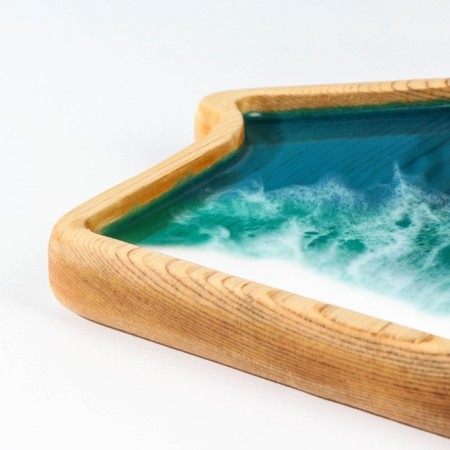 The copyrightor with epoxy food resin "House" ADELICA, 19 × 21 cm, whole cedar, Mix drawing-4