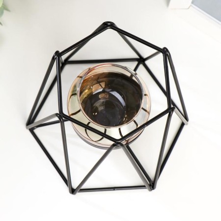 Summary metal, glass for 1 candle "Black triangles" 10x13.5x13.5 cm-2