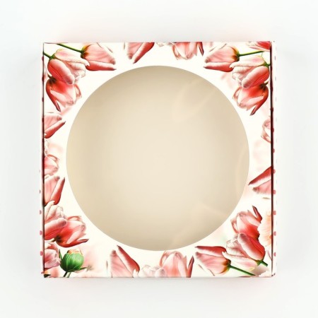 Box for Makarun with low sides "Tulips", 11 x 11 x 3 cm-3