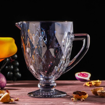 Set for drinks from glass "Cruise", 7 items: a jug 1.1 l, 6 glasses 300 ml, color gray color-1