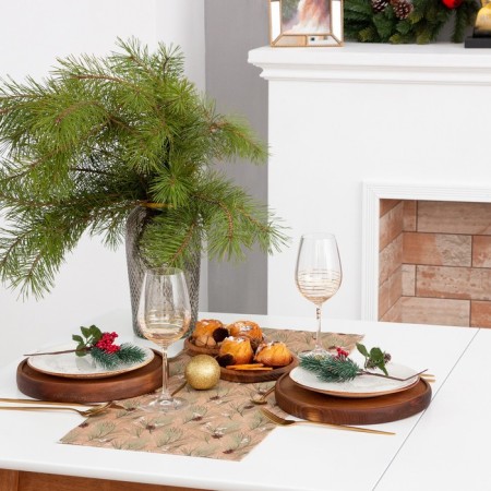 Walking on the table New Year's Ethel "SPRUCE Branches" 30x70cm, 100%HL, sarzha 190 g/m2-5
