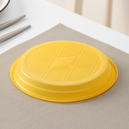 Disposable dessert plate, d = 16.5 cm, yellow color-1