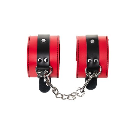 Handcuffs Toyfa Theater, leather, 23 cm, red-2