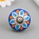 Handle for the casket ceramics, metal "blue-orange flower" 4.1x4.1x6 cm