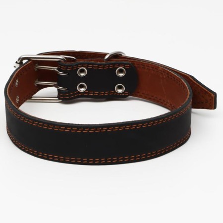 The collar is two-layer leather, 85 x 4.5 cm, Osh 50-70 cm, black