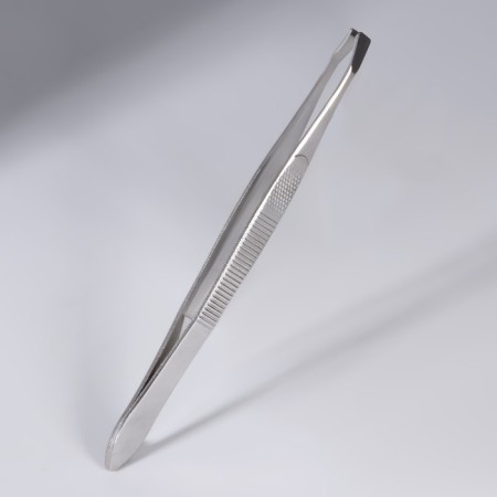 Direct tweezers, narrow, 9 cm, silver color-1