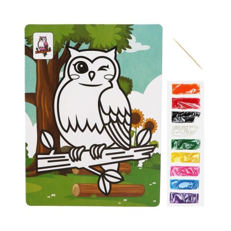Fresco with a color base "Owl" 9 flowers of sand 2 g-2