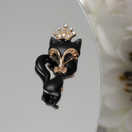 Brooch "cat" mysterious, black and white color in gold-2