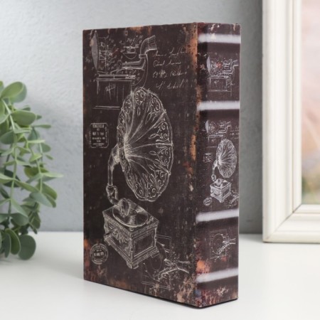 Broken cabinet wood to leatherette, glass "Gramophone" 4.3x12x18 cm-3