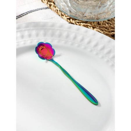Spoon dessert Magistro "flower", length 12.5 cm, twisted, chameleon color