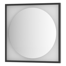 Зеркало в багетной раме с LED-подсветкой 15 Вт, 70x70 см, без выключателя, тёплый белый свет, чёрная
