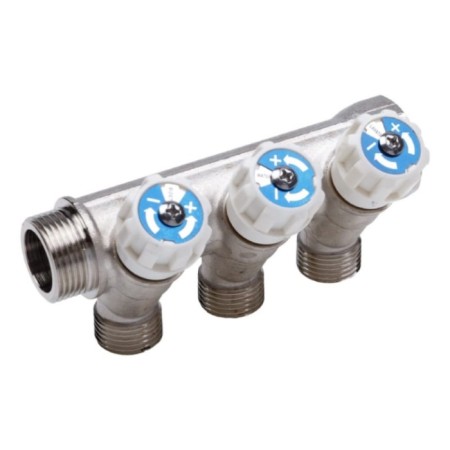 Aqualink threaded manifold, 3/4 "x3/4" x1/2 ", internal/outer, 4 outputs, with valves