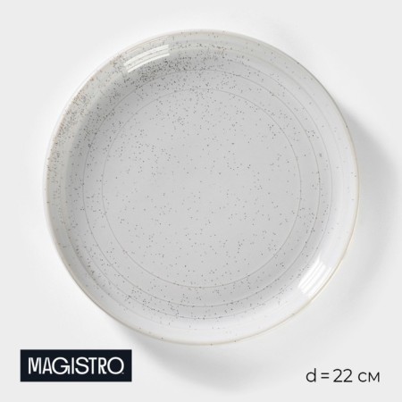 Porcelain dining plate Magistro Urban, D = 22 cm, white color in specking
