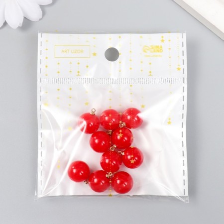 Decor for creativity plastic "Red ball with a loop" set 10 pcs 1.2x1.2x1.4 cm-3