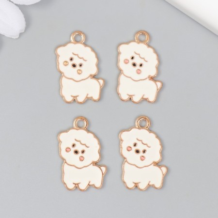 Decor for creativity metal, enamel "White Poodle" 1.7x2.4 cm-2