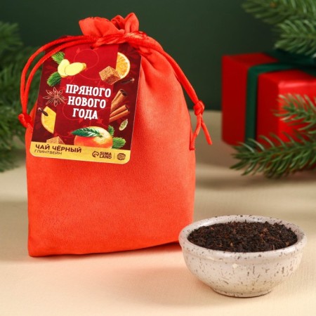 New Year! Black tea in a gift bag of "House" New Year "with mulled wine, 100 g.-1