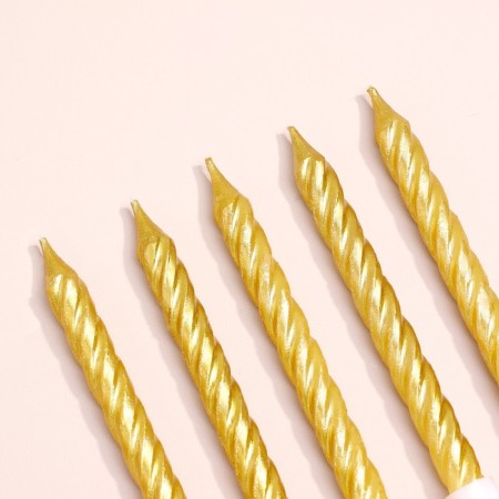 Candles in cake with stands, gold, medium, set 6 pcs, 8 cm-2