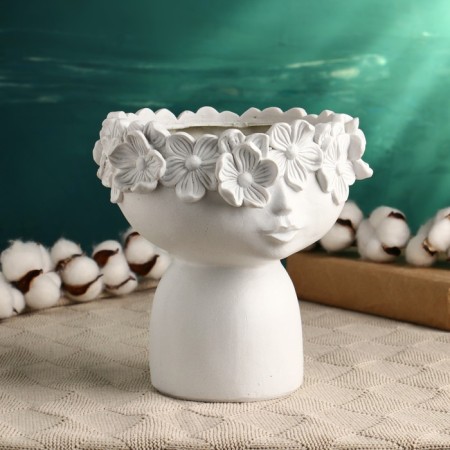 Kashpo - Vase "Boy with Venochka" White, 19x19cm-1