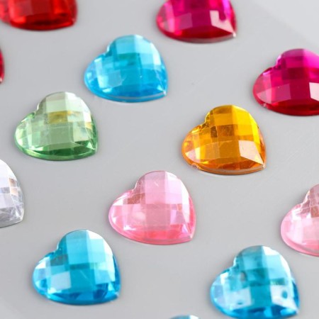 Stick plastic rhinestones "Hearts Multi -colored crystals" MIX 32x10.5 cm-2