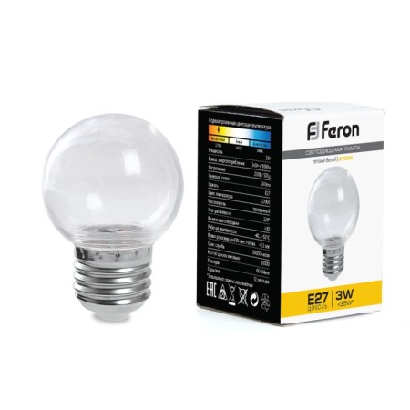 LED LED Feron, E27, 3 W, 230 V, white warm light