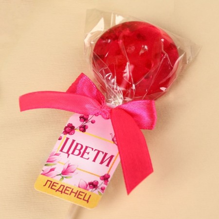 Lollipop with flowers "flow", taste: raspberries, without sugar, 14 g.-3