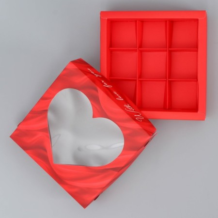 Box for sweets, confectionery packaging, 9 cells, “love”, 14.7 x 14.7 x 3.5 cm-2