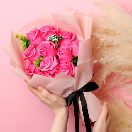 Exclusive bouquet of soap roses, fuchsia color, 11 pcs-4