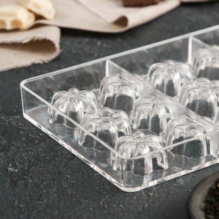 Chocolate form "Flower", 15 cells, 20 × 12 × 2.5 cm, cell 2.5 × 1.5 cm-2