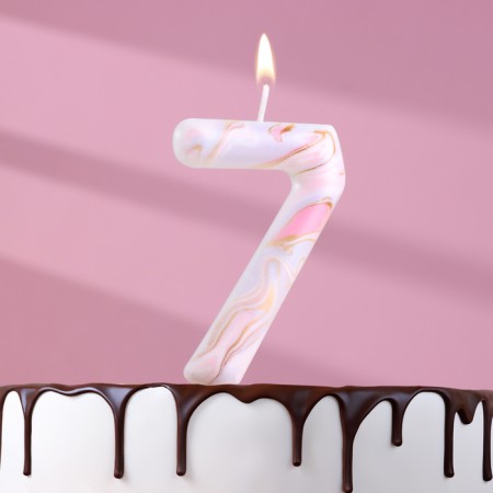 Candle in the “White Marble” cake, the number “7”, giant, 9 cm