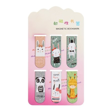 A set of magnetic bookmark for books Calligrata 6 pieces, "animals", mix-8