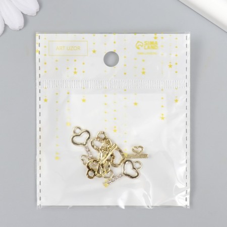 Decor for creativity Metal "Key with hearts" gold, rhinestones 2.5x1.2 cm-4