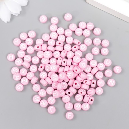Beads for creativity plastic "English letters" Pink set 20 grams 0.4x0.7x0.7 cm