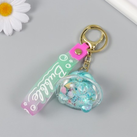 A keychain plastic with a carbine, a strap "Flying Blue Blue" Water with decor1.8x5.3x5.6 cm-2