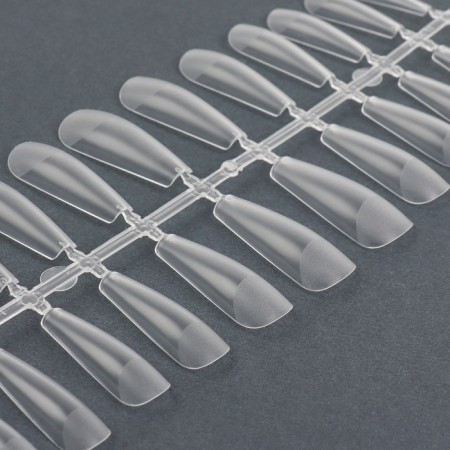 Gel tips for nail extension, 240 pcs, a ballerina shape, full matte coating, in a container, a transparent color-5