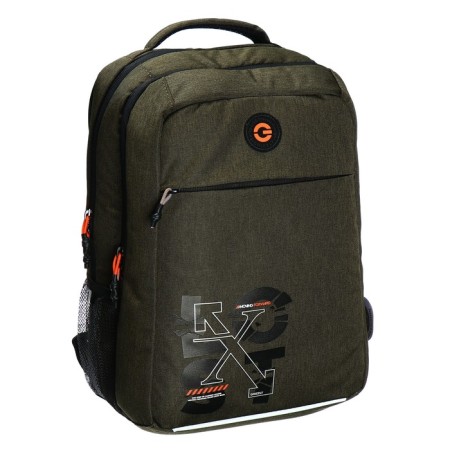 School backpack, 39 x 26 x 19 cm, Grizzly, ergonomic back, laptop department, khaki-1