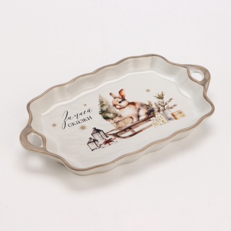 New Year. Ceramic “Winter Fairy Tale” dish, 23 x 13 x 2.5 cm-1