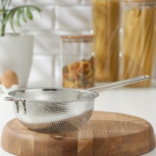 A colander made of stainless steel 