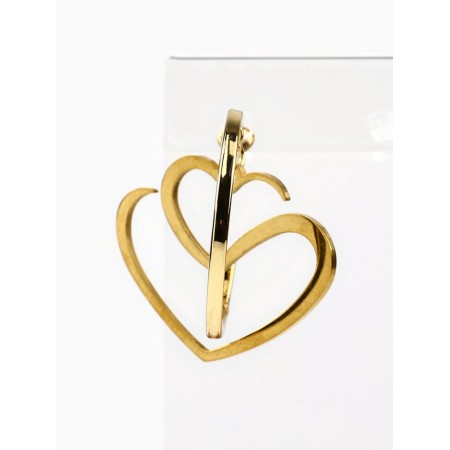 Earrings - rings with a pendant heart "for a delicate image", 3 cm-2