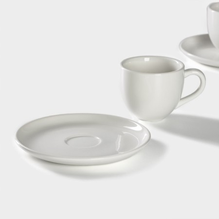 Set of Porcelain Magistro Mien, 4 objects: 2 cups 200 ml, 2 saucers d = 16 cm, white color-2