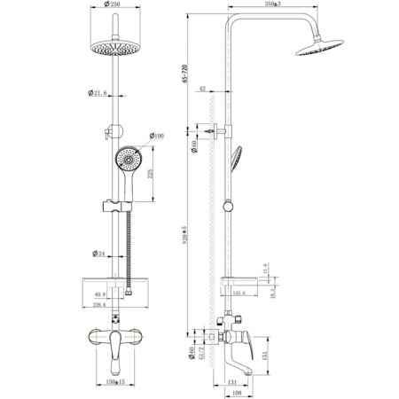 LEMARK LINARA LM0462C shower system, single -leaf, tropical shower, watering can-6