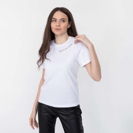Women's T-shirt KAFTAN "Do not go crazy", White, rr 40-42