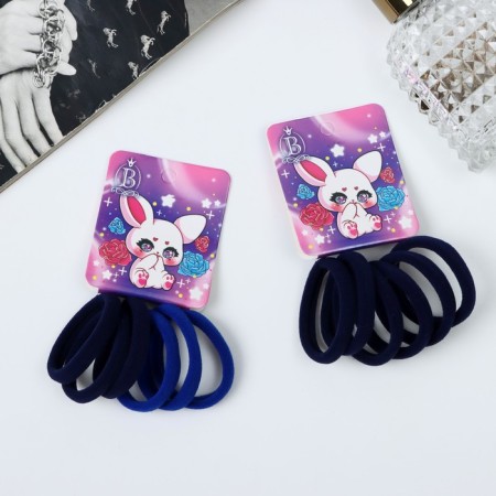 Hair gum "Comics" (set 6 pcs) Bunny, 4 cm, blue-1