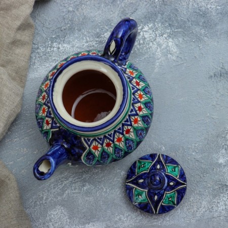 Rishtan ceramics "Flowers", 700 ml, blue mix-3