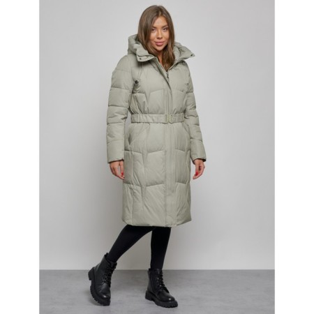 Coat insulated winter female, size 48, green color-1