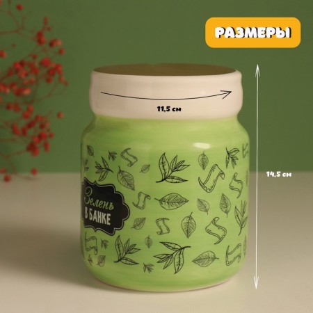 Копилка керамика "Зелень в банке" 11,5х11,5х14,3 см-1